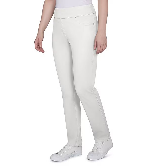 Soft Twill Straight Leg Pull-On Pants Ivory - Ruby Rd
