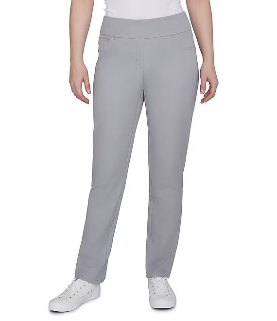 Soft Twill Straight Leg Pull-On Pants Grey - Ruby Rd