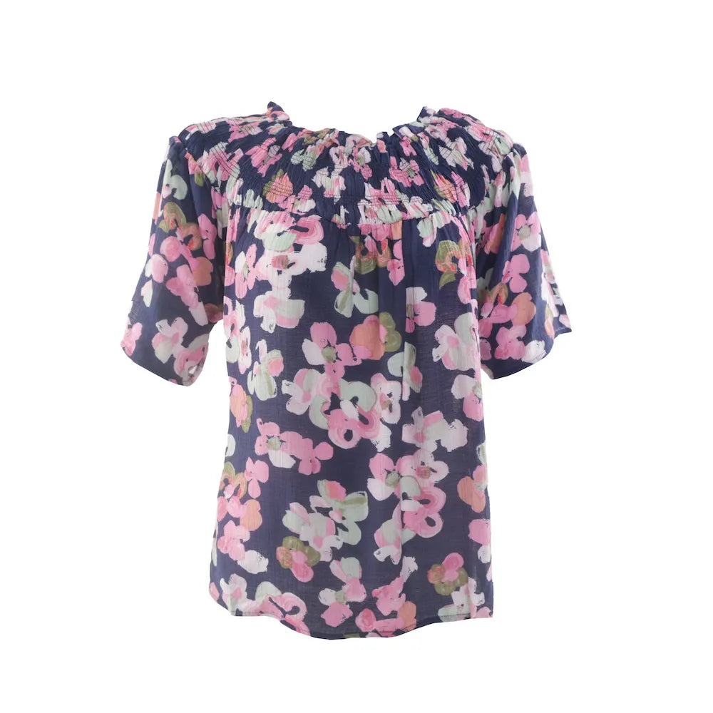 Blouse Evening Flowers Peacoat/Begonia/Pink - Zac & Rachel
