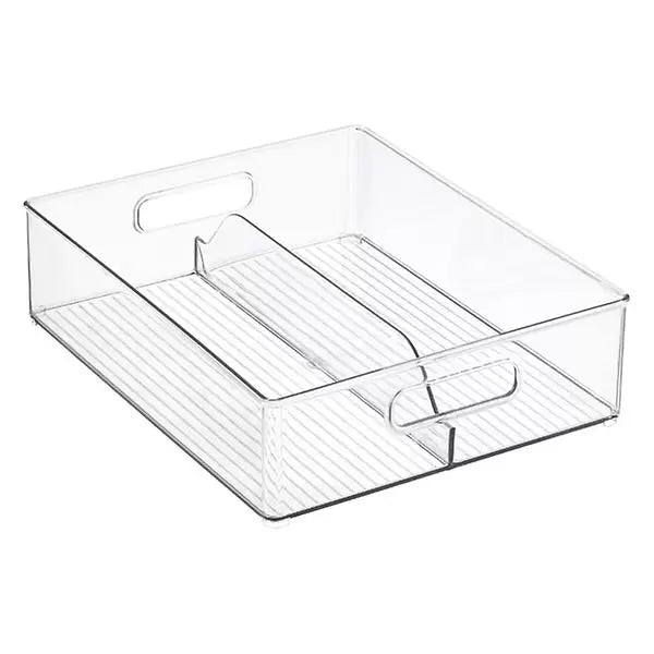 Linus Shallow Divided Stacking Bin Clear