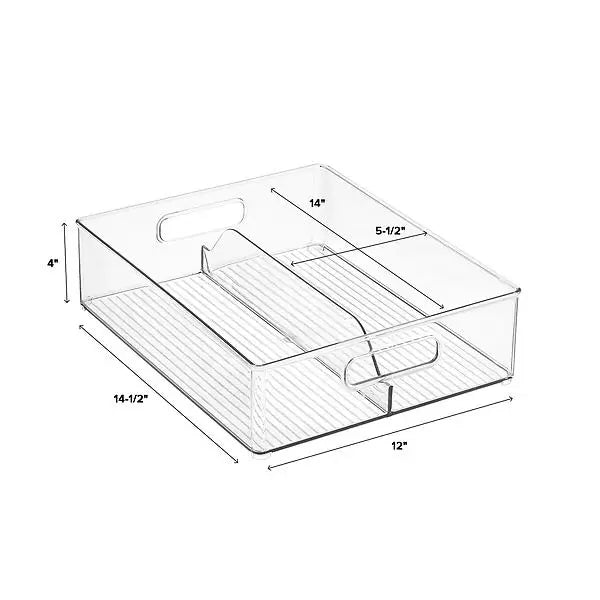 Linus Shallow Divided Stacking Bin Clear