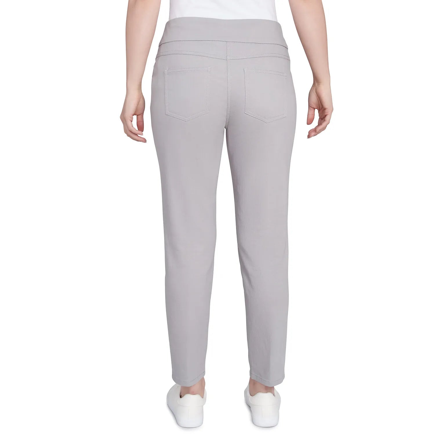 Pull-On Extra Stretch Embroidered Hem Jeans Grey - Ruby Rd
