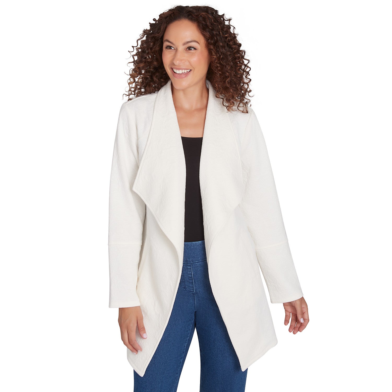 Winter Scroll Quilted Knit Jacket Ivory - Ruby Rd
