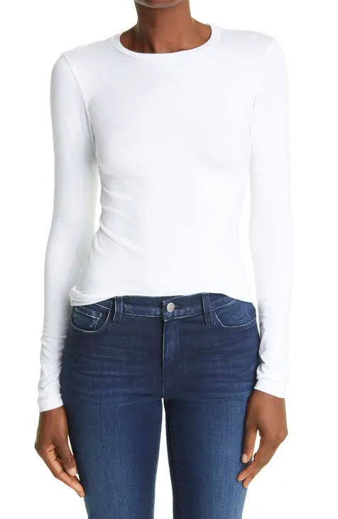 Ribbed Satin Sleeve Top White - Gottex