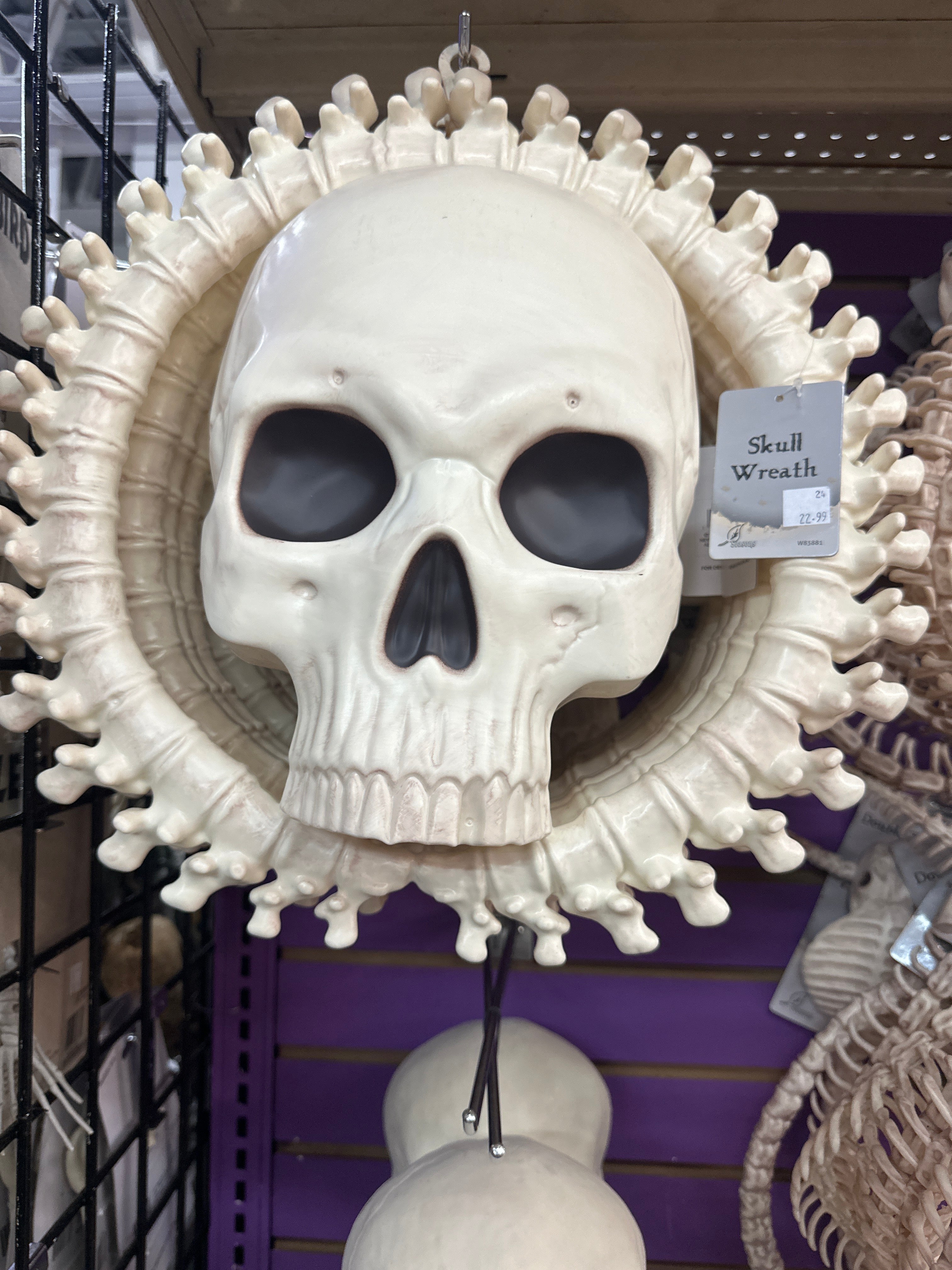 skeleton skull wreath 16"