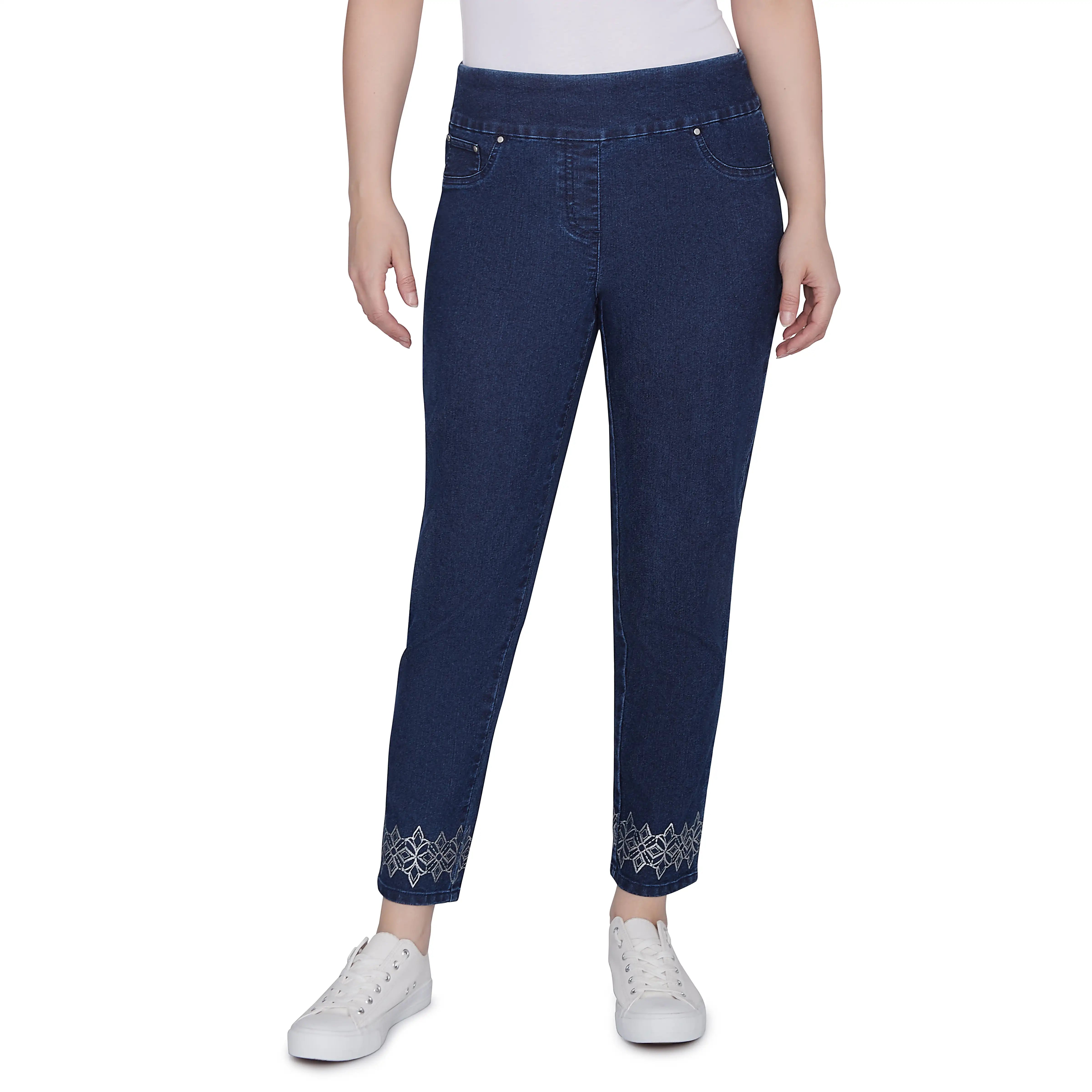 Pull On Extra Stretch Foiled Jeans Dark Indigo - Ruby Rd