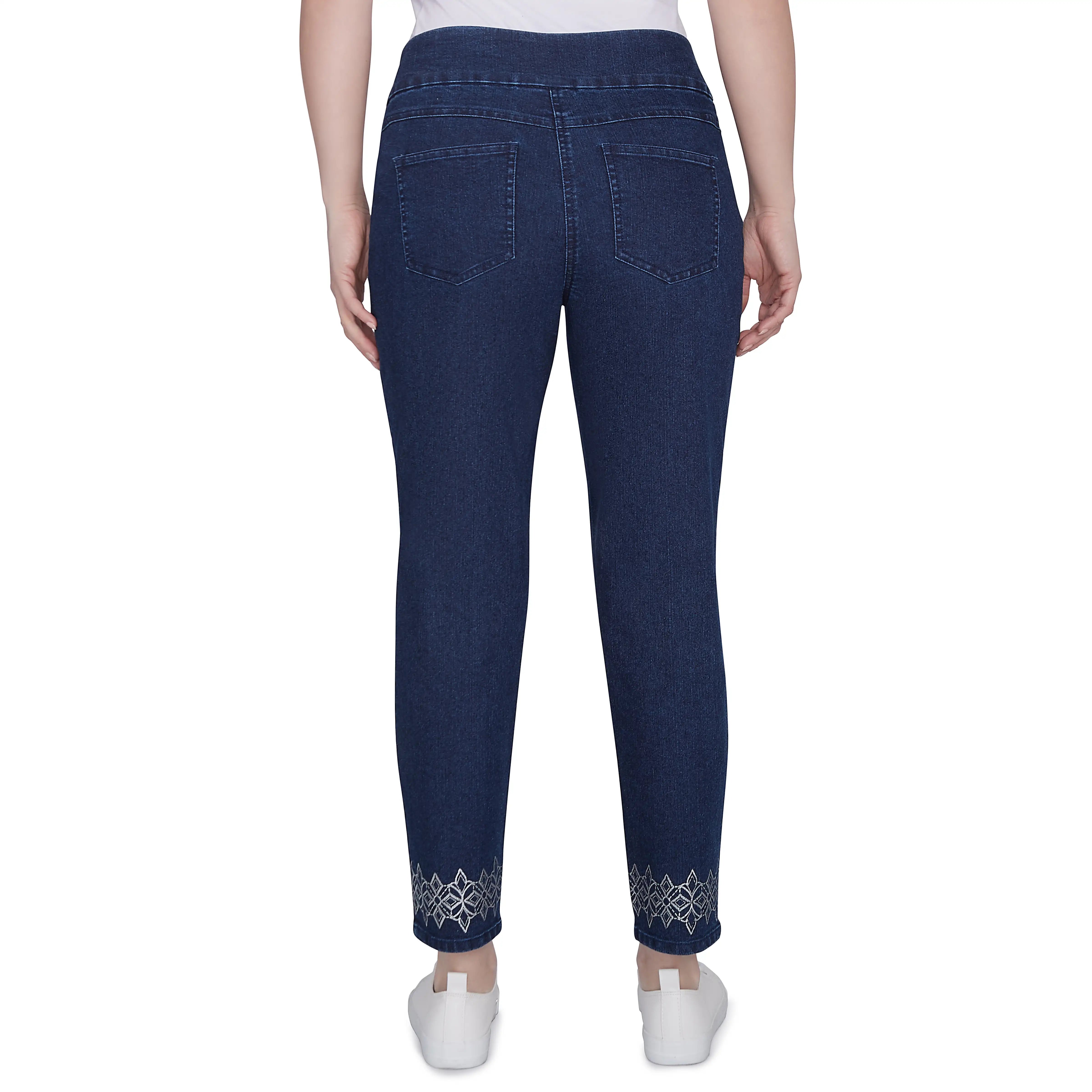 Pull On Extra Stretch Foiled Jeans Dark Indigo - Ruby Rd