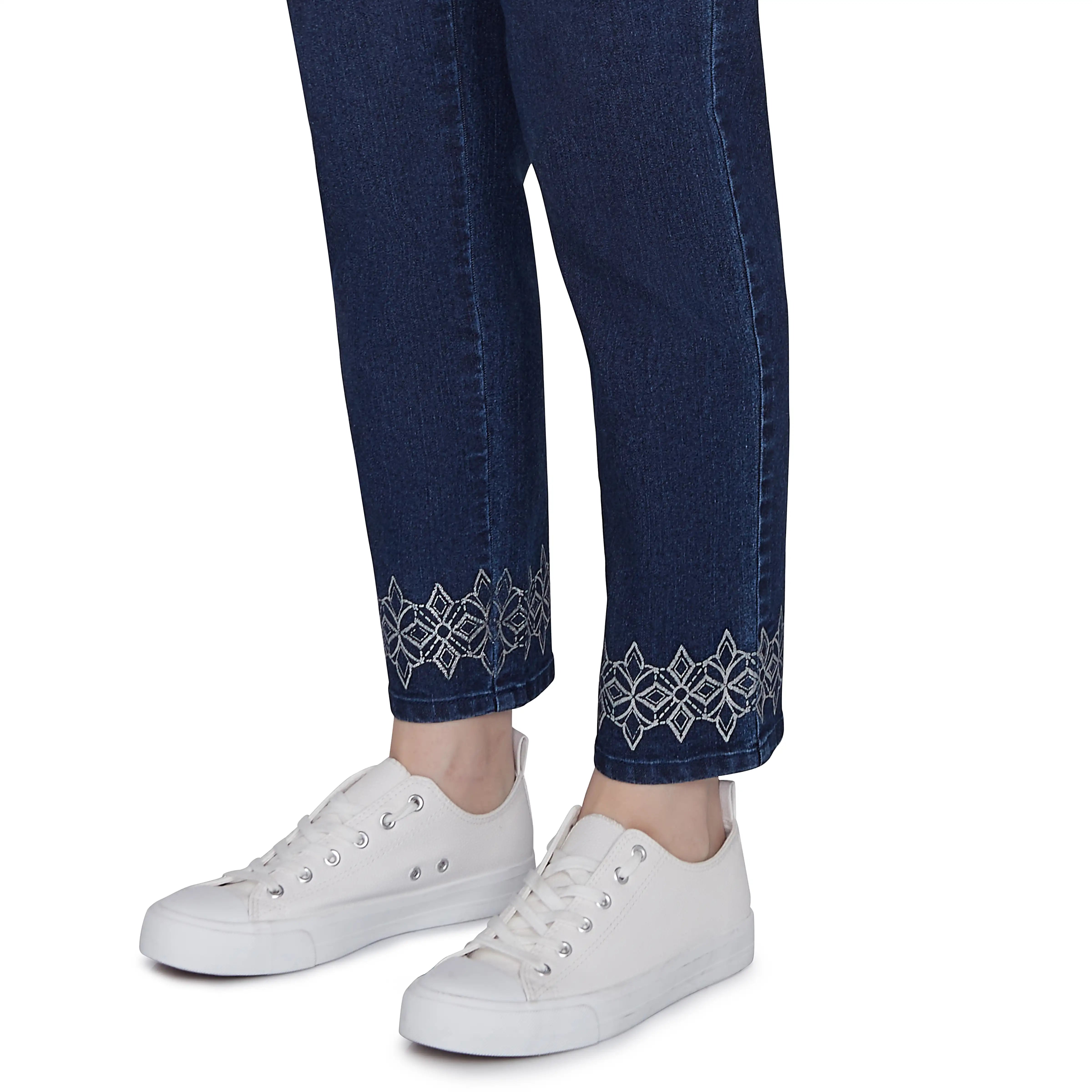 Pull On Extra Stretch Foiled Jeans Dark Indigo - Ruby Rd