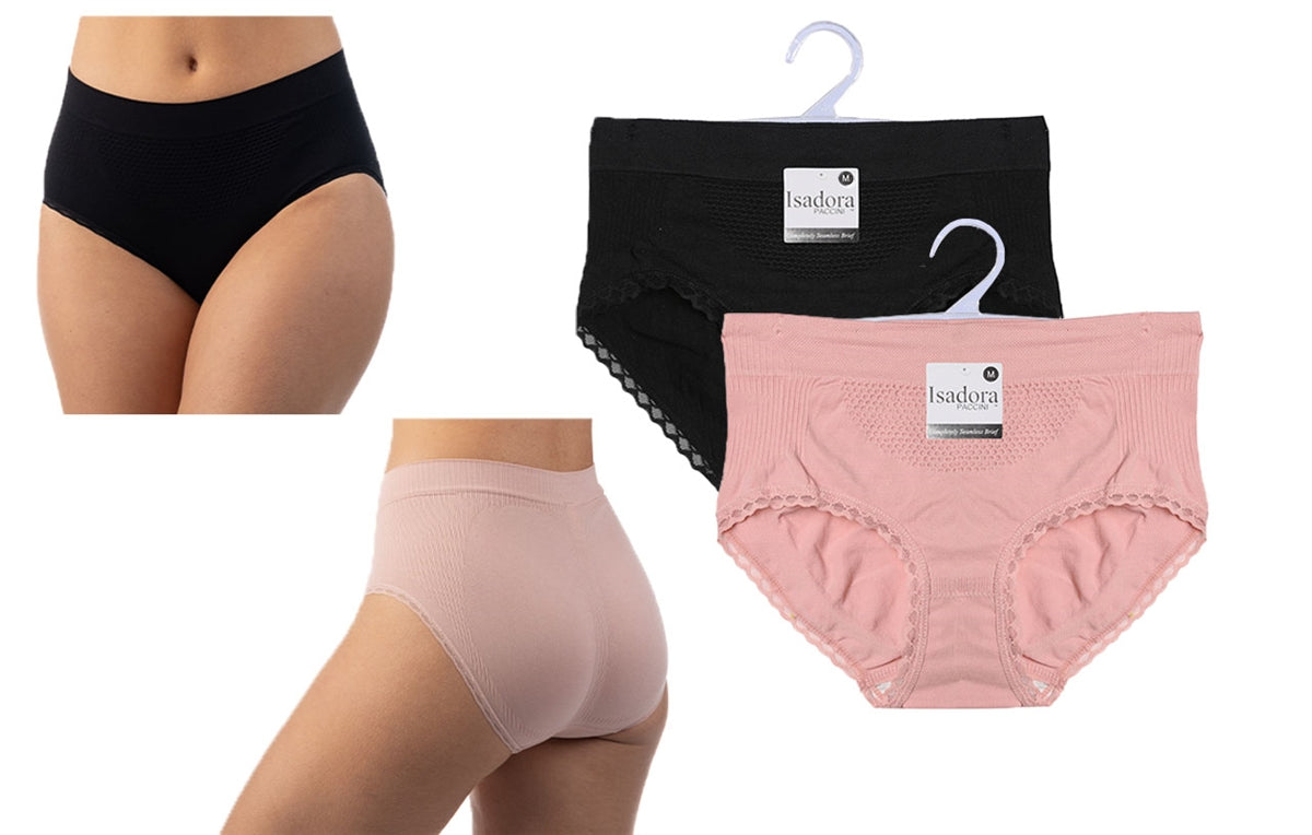 Nylon/Spandex Seamless Brief With Cotton Crotch