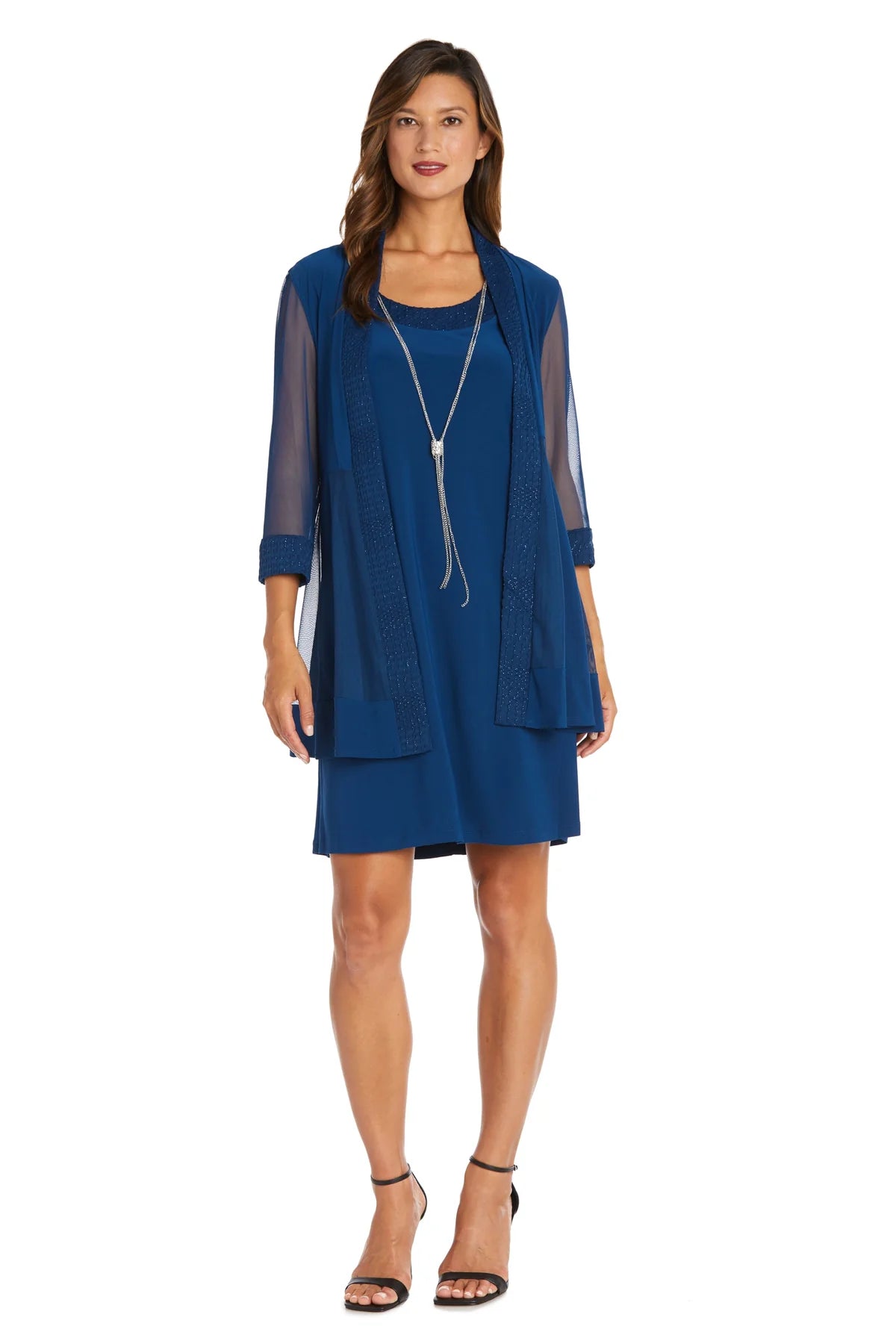 Jacket Dress with Textured Detail Peacock - RM Richards