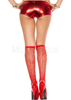 Backseam fishnet knee hi Red