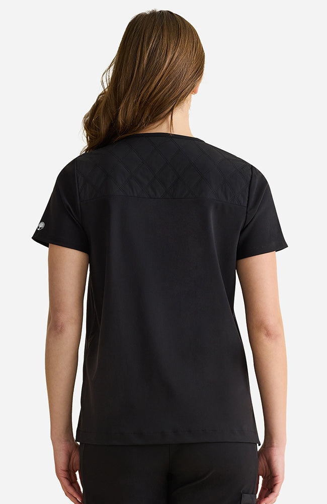 Kiana Knit V-Neck Scrub Top Black