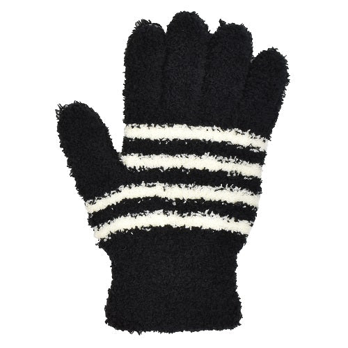 POLYCHENILLE STRETCH GLOVE BLACK/WHITE