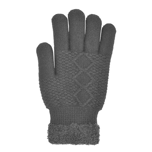 LADIES ACRYLIC GLOVE WITH COZY YARN LINING GREY