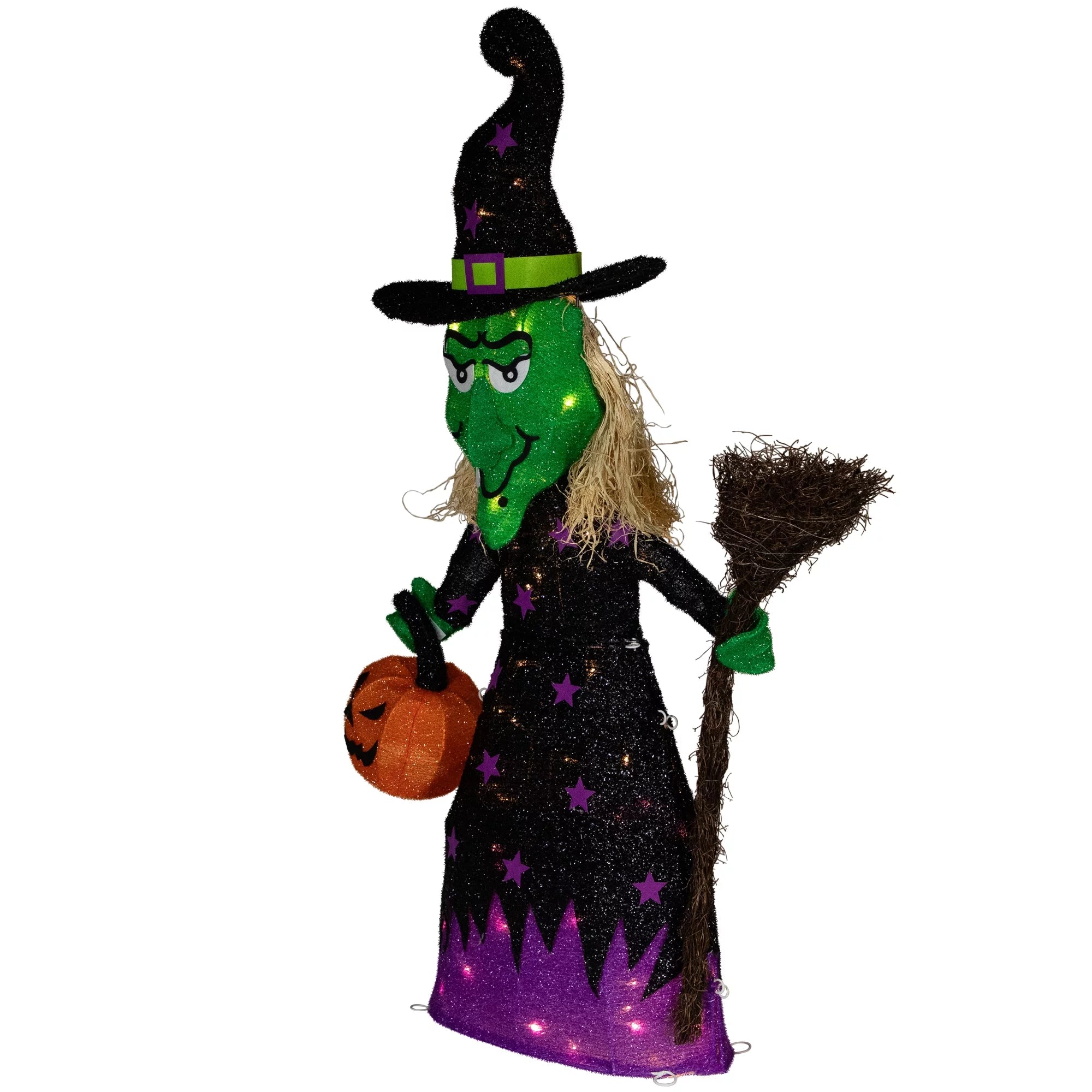 39" LED Lighted Witch with Broom Outdoor