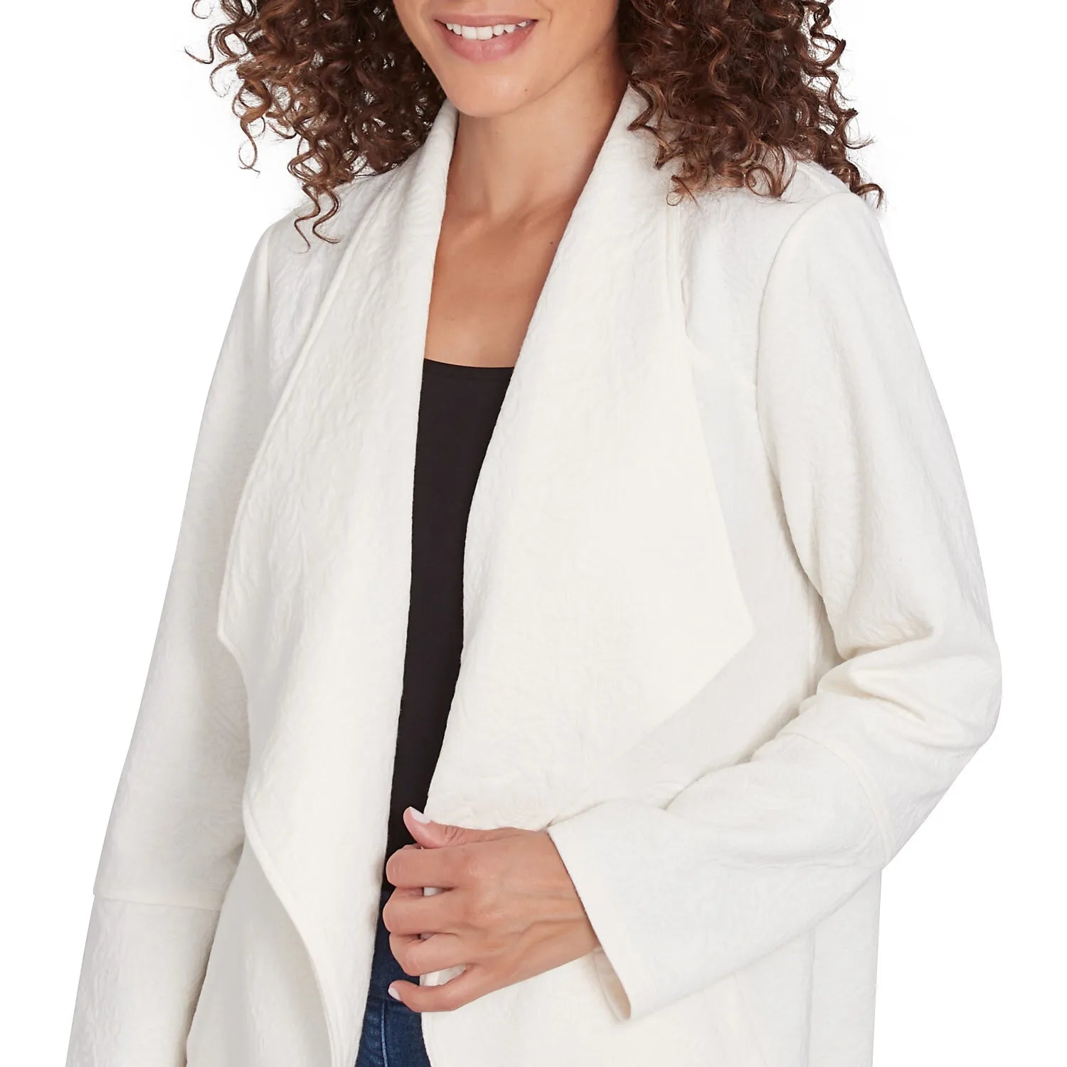 Winter Scroll Quilted Knit Jacket Ivory - Ruby Rd