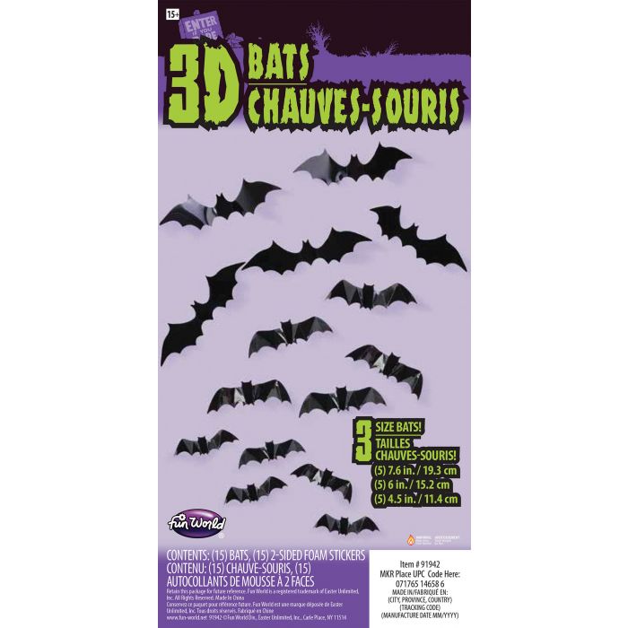 15 3-D Bats w/Stickers
