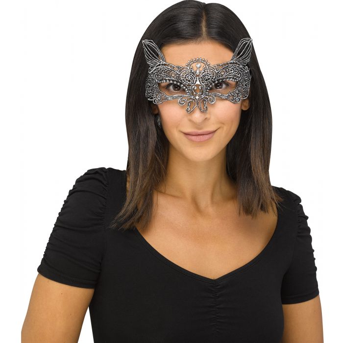 Gothic Lace Mask CAT SILVER