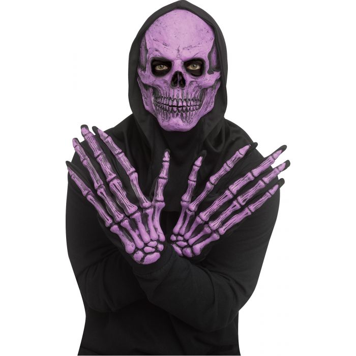Skull Mask and Glove Set Purple