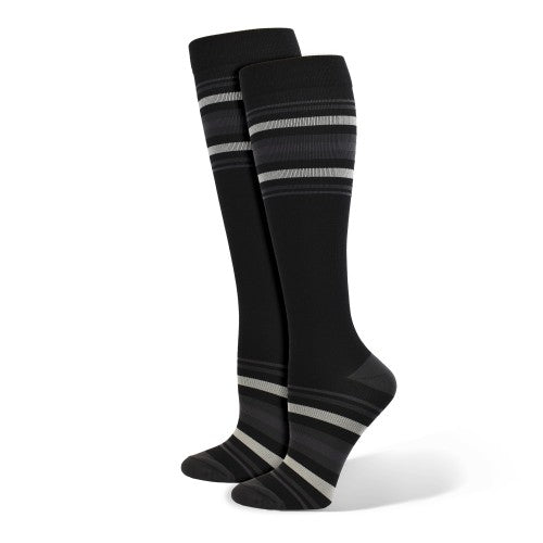 Mens Striped Premium Compression Sock Grey XL