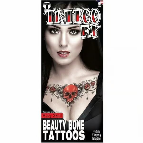 Red Ruby Beauty Bone Tattoo