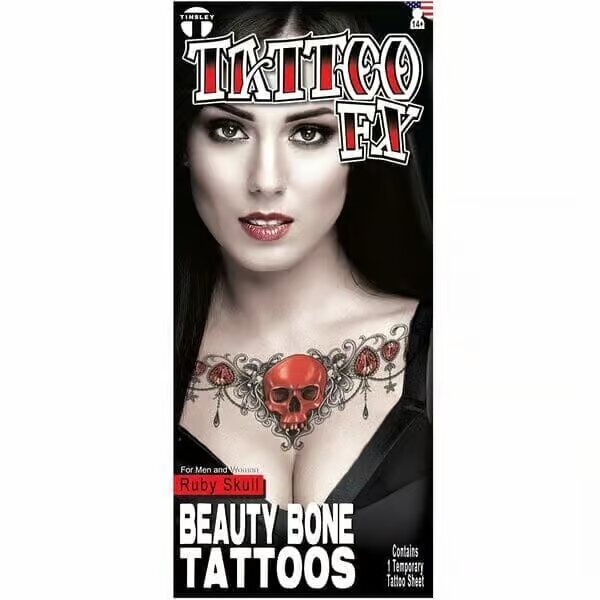 Red Ruby Beauty Bone Tattoo