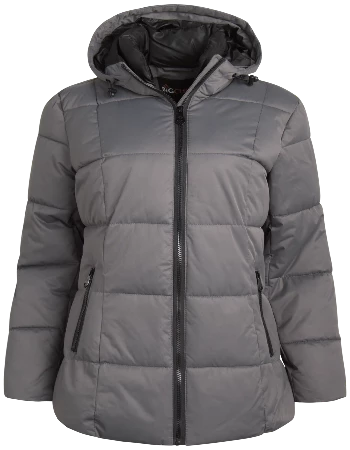 Polly Twill Puffer W/PVC Coat M Grey