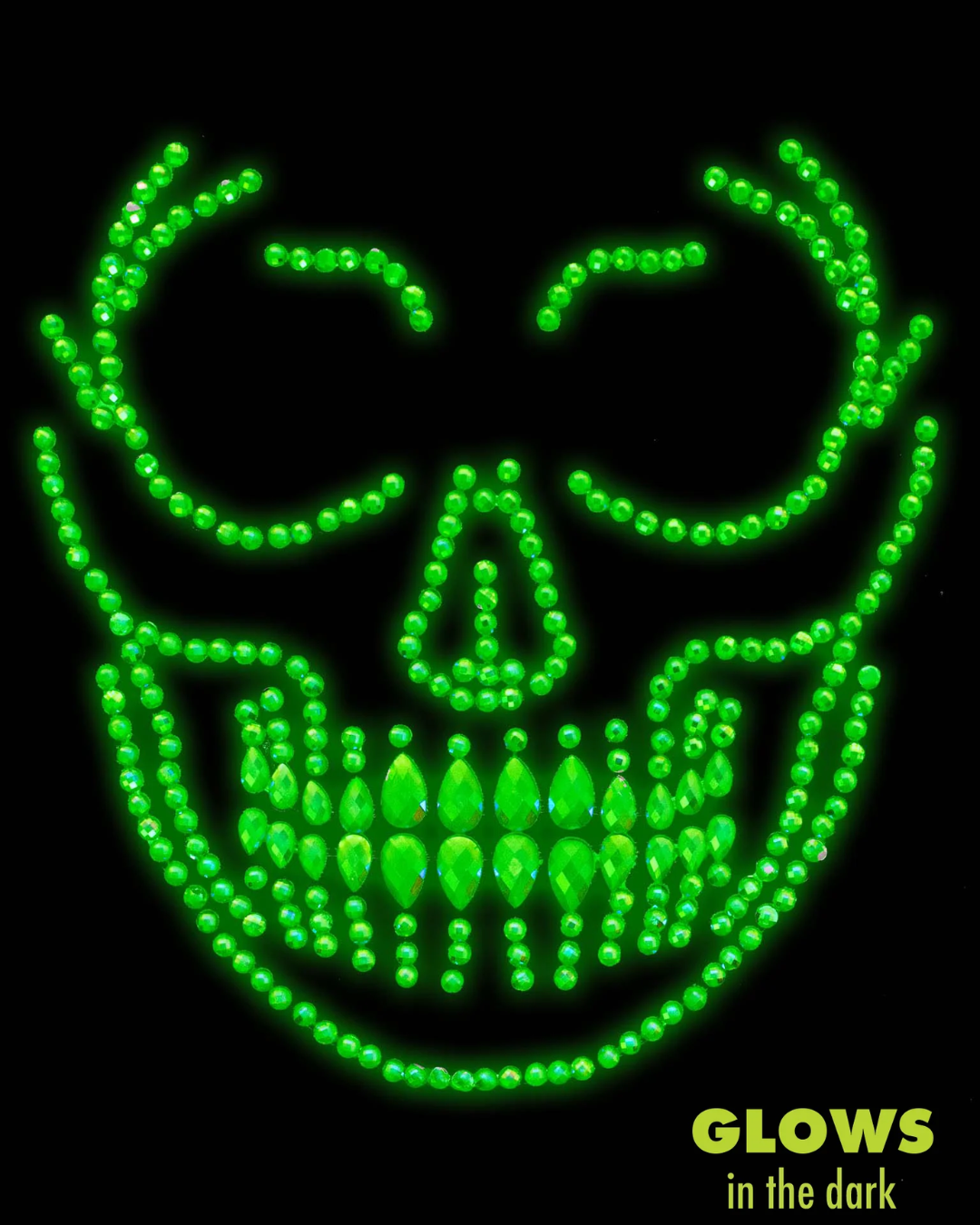 Glow In The Dark Skull Face Jewels Sticker
