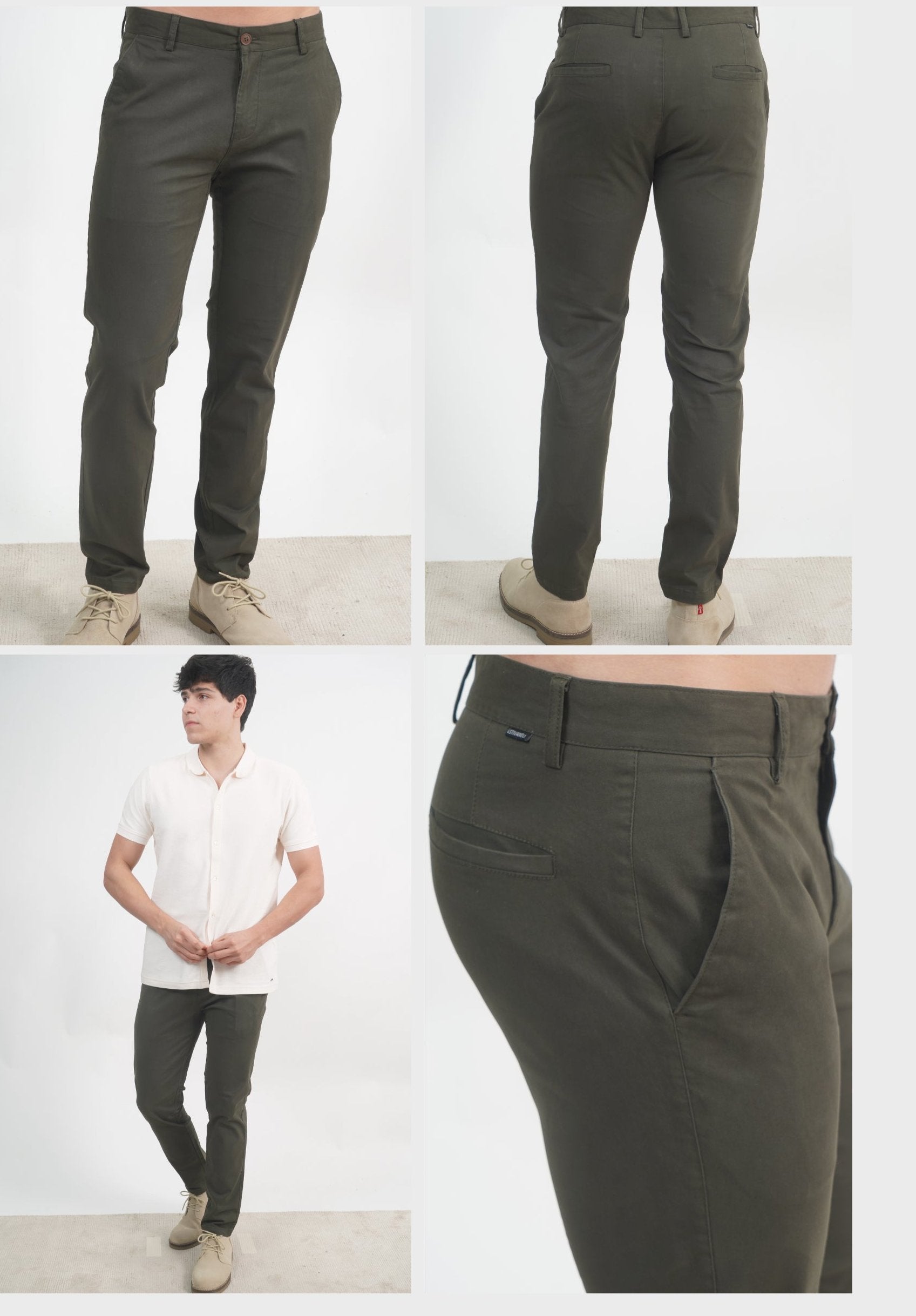 Caballero Pantalon Fit Slim Olive