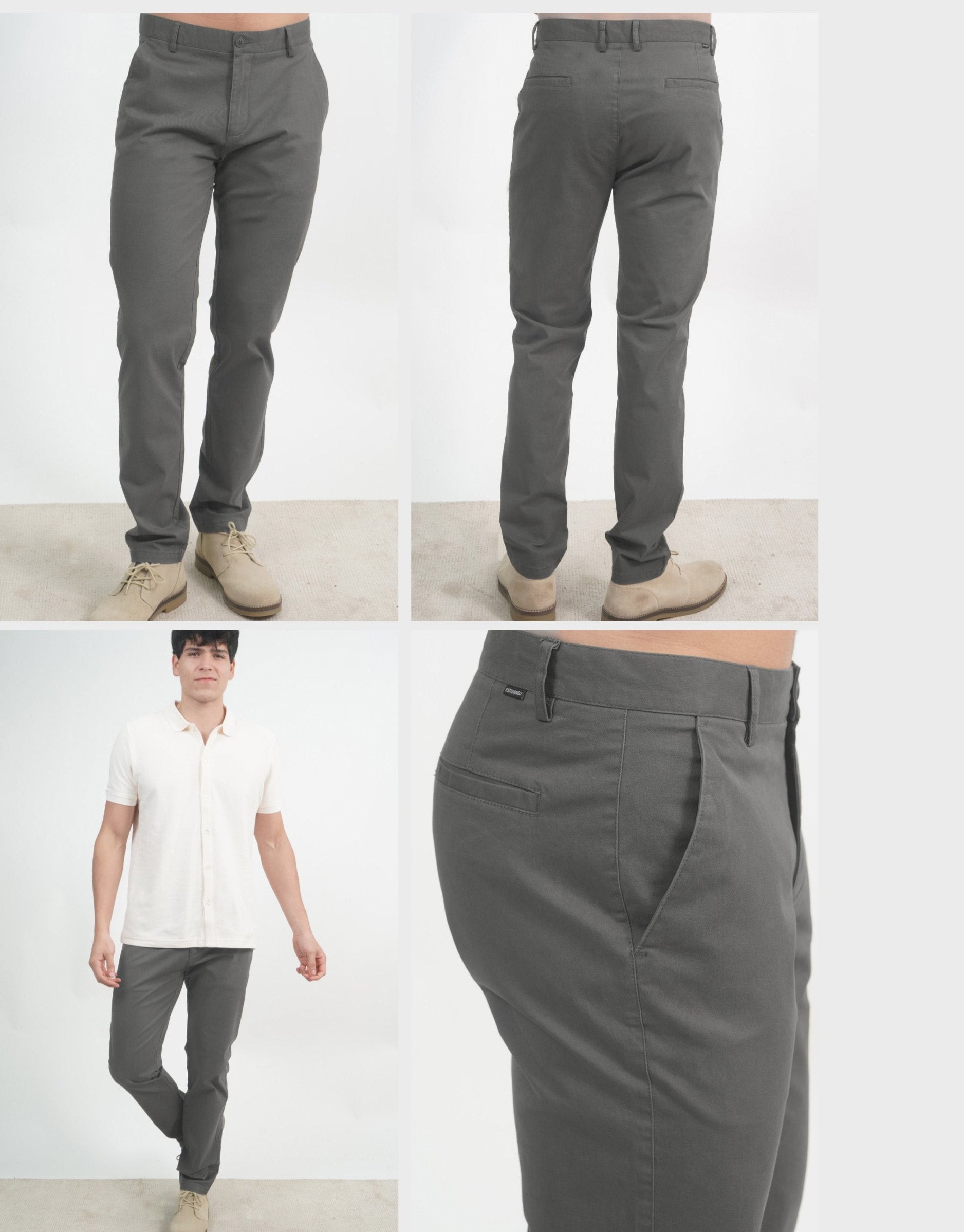 Caballero Pantalon Chino Fit Slim Light Grey