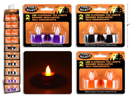 Led Halloween Flickering T Lite 2 Pack