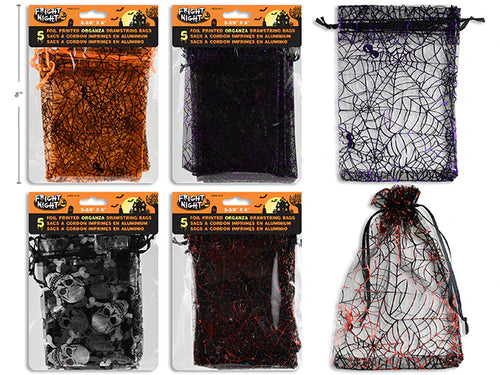 Halloween Foil Printed Organza Drawstring Bag