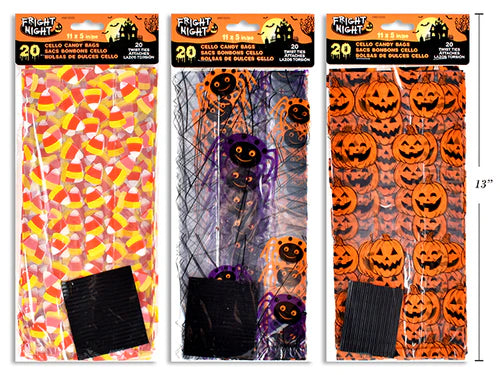 20pk 11in x 5in x 3in Halloween Cello Candy Bags