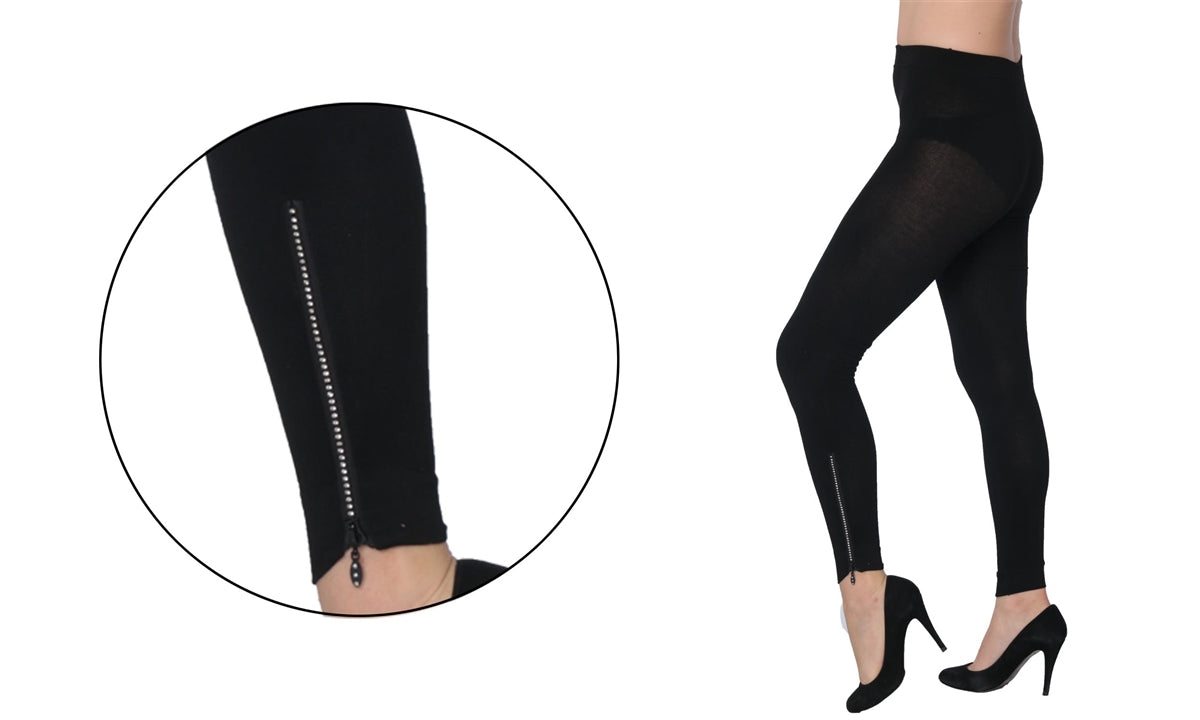 Women's Heavy Leggings w/ Diamond Zipper