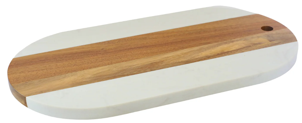 What. Marble/ Acacia Long Oval Board