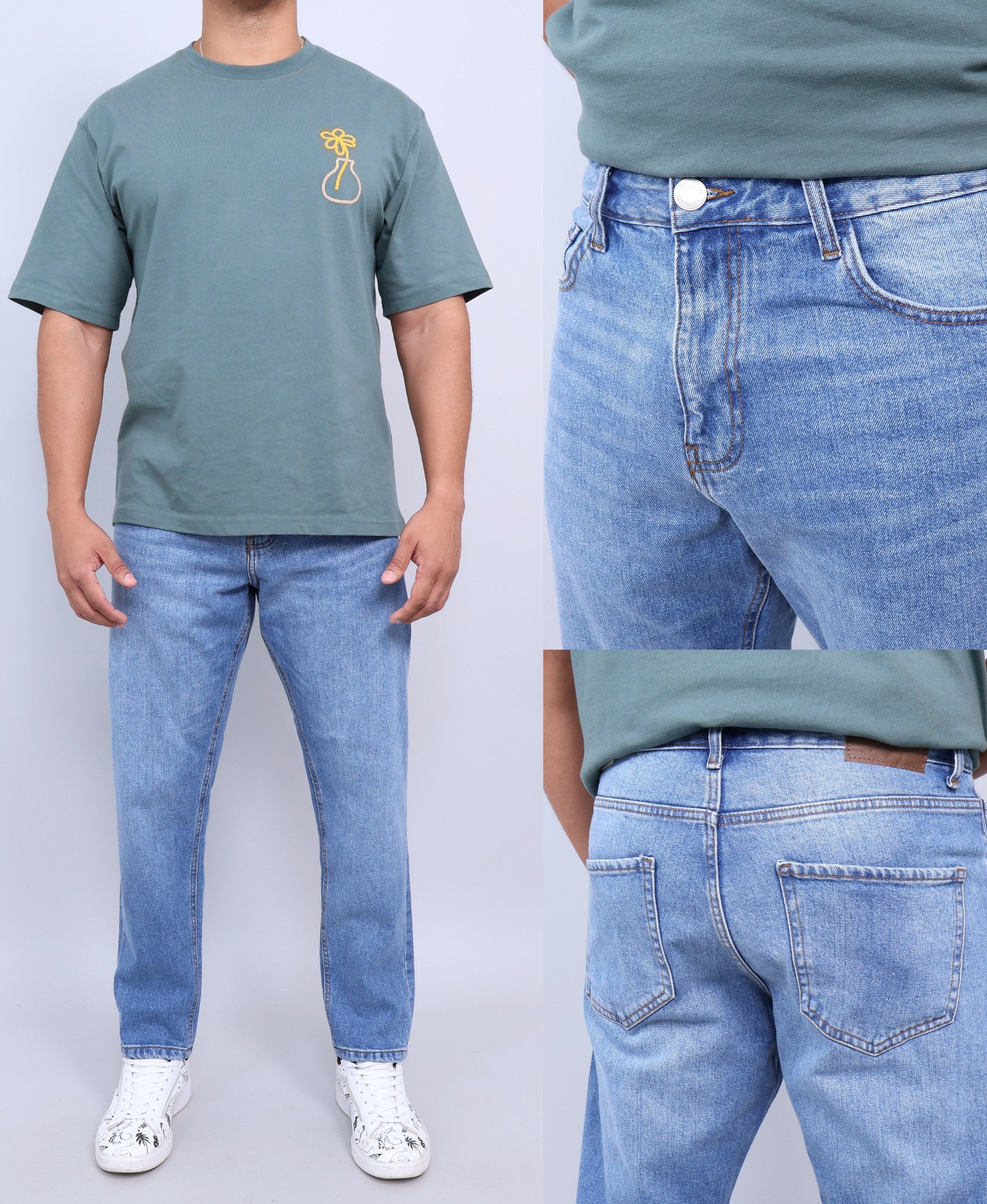 Caballero Pantalon Jeans Relaxed Azul