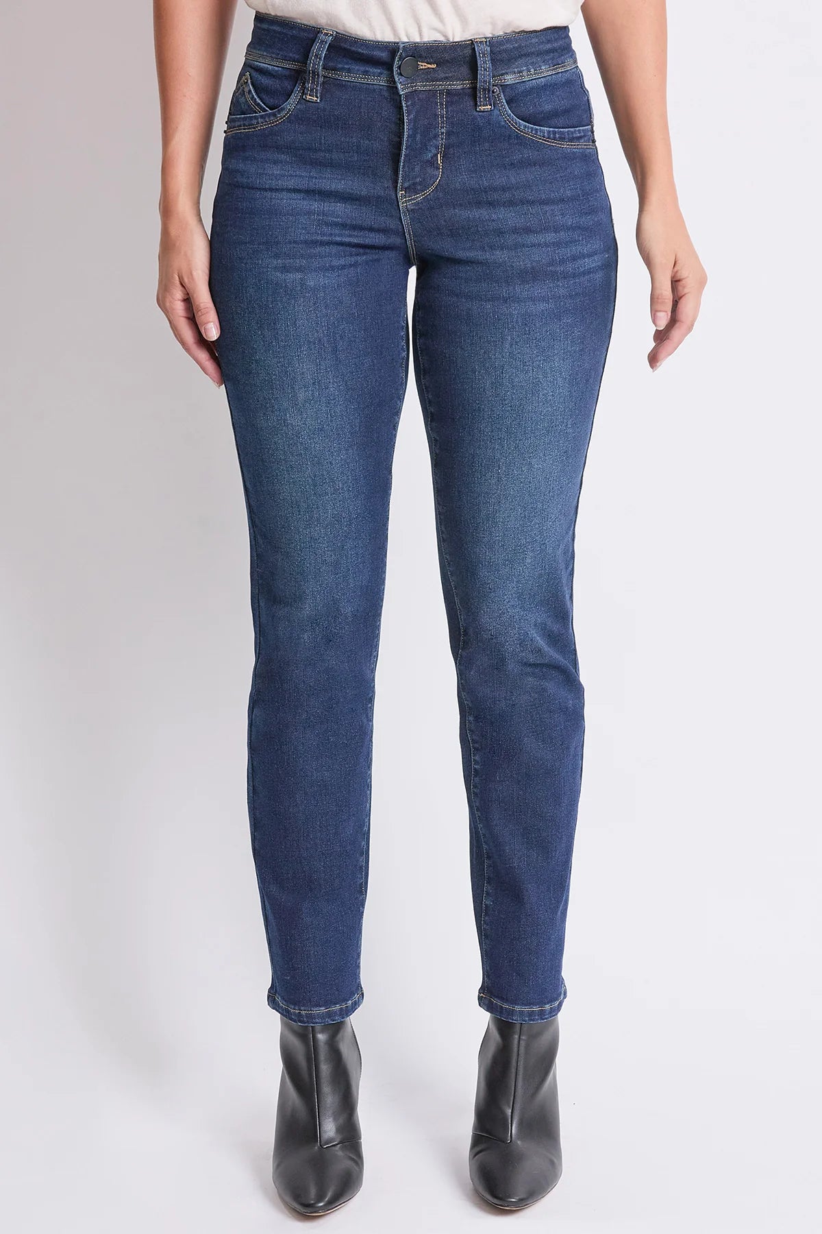 Women's High Rise Curve Confidence WannaBettaButt Straight Leg Jeans Dark Blue - Royalty