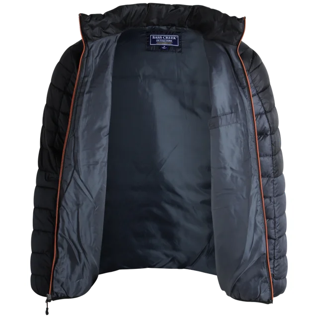 Men's Jacket - Packable Puffer Coat Charcoal - Bass Creek