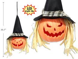 16-1/8in Changing 3-LED Scarecrow Strobe Light Hanging Jack-o-Lantem