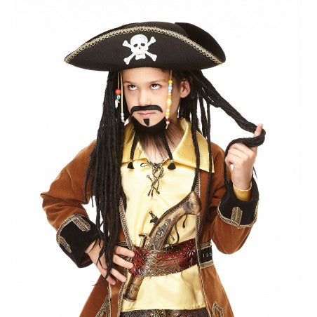 Pirate mustache and beard for Kids, black