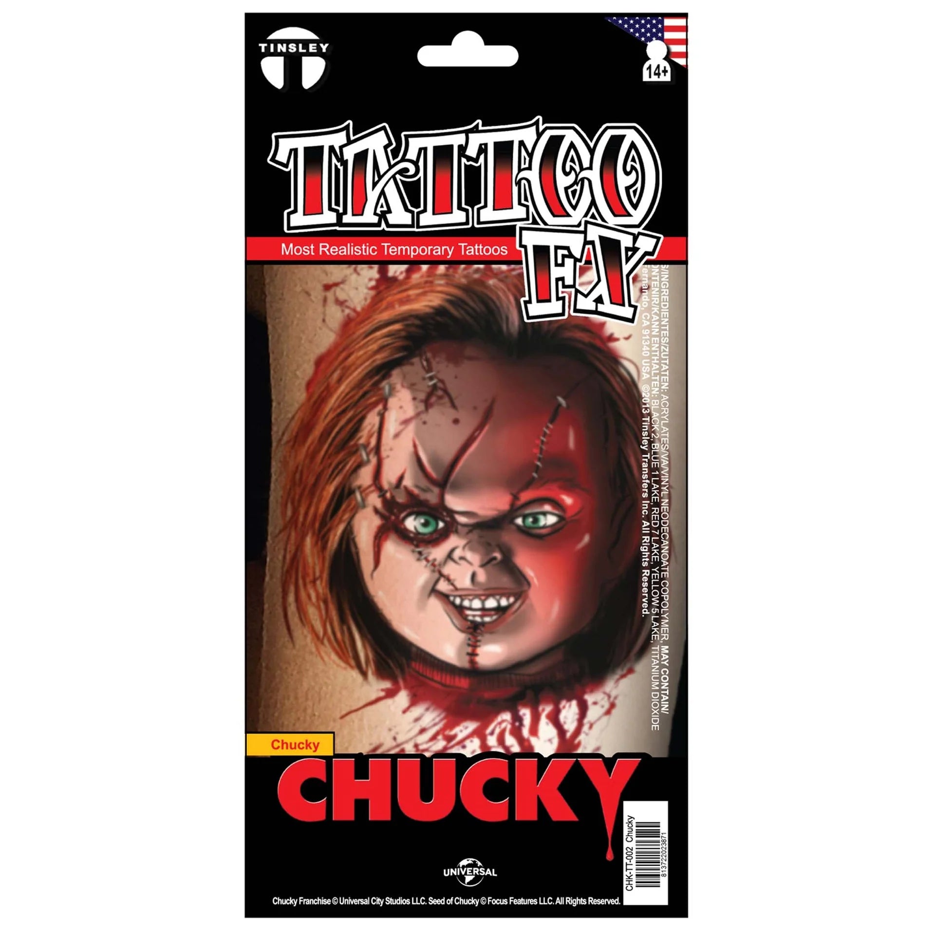 Chucky Stitched Up Temporary Tattoo FX
