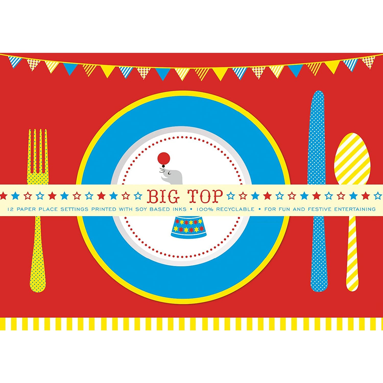 Retro Big Top Circus Themed Placemats Blue/Red
