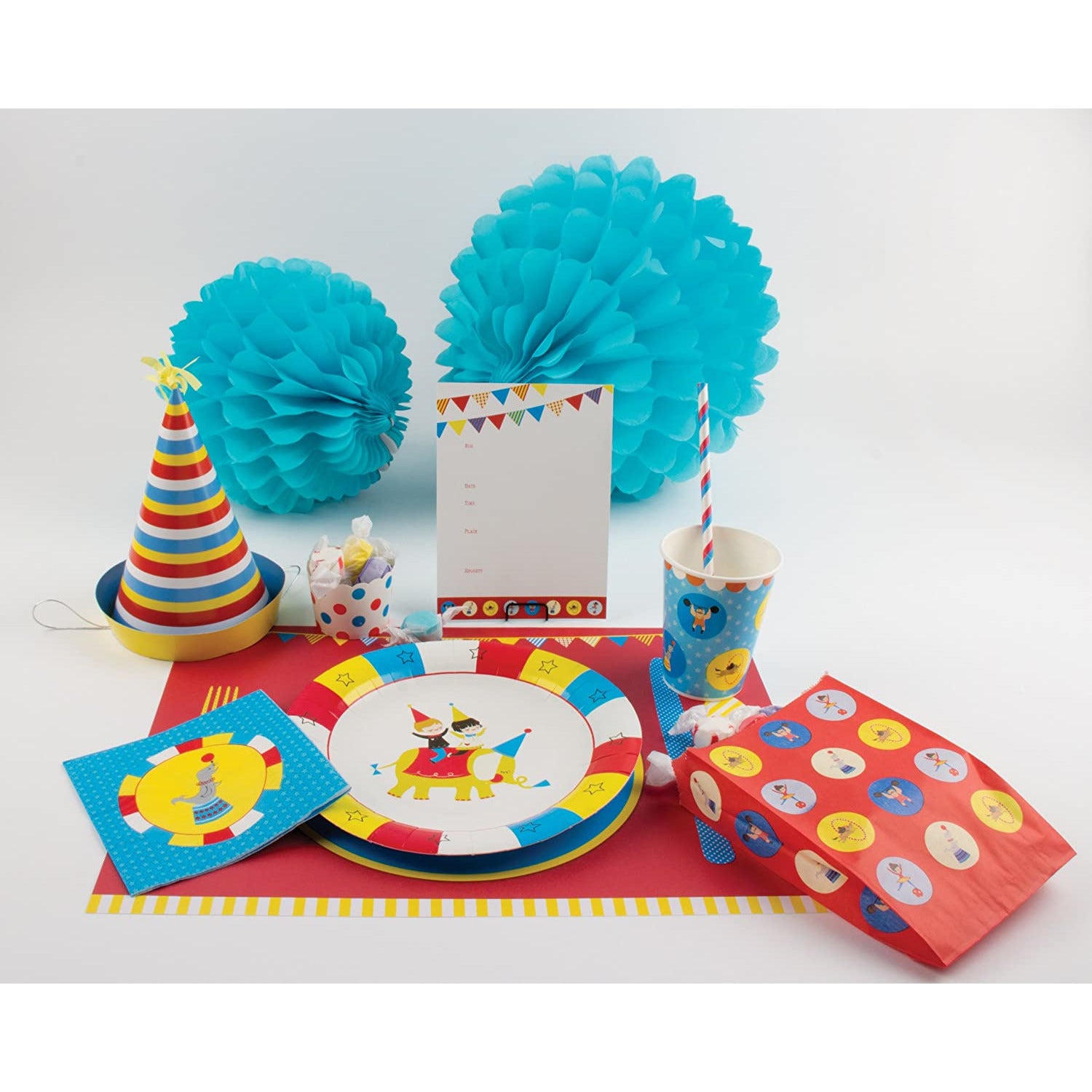 Retro Big Top Circus Themed Placemats Blue/Red