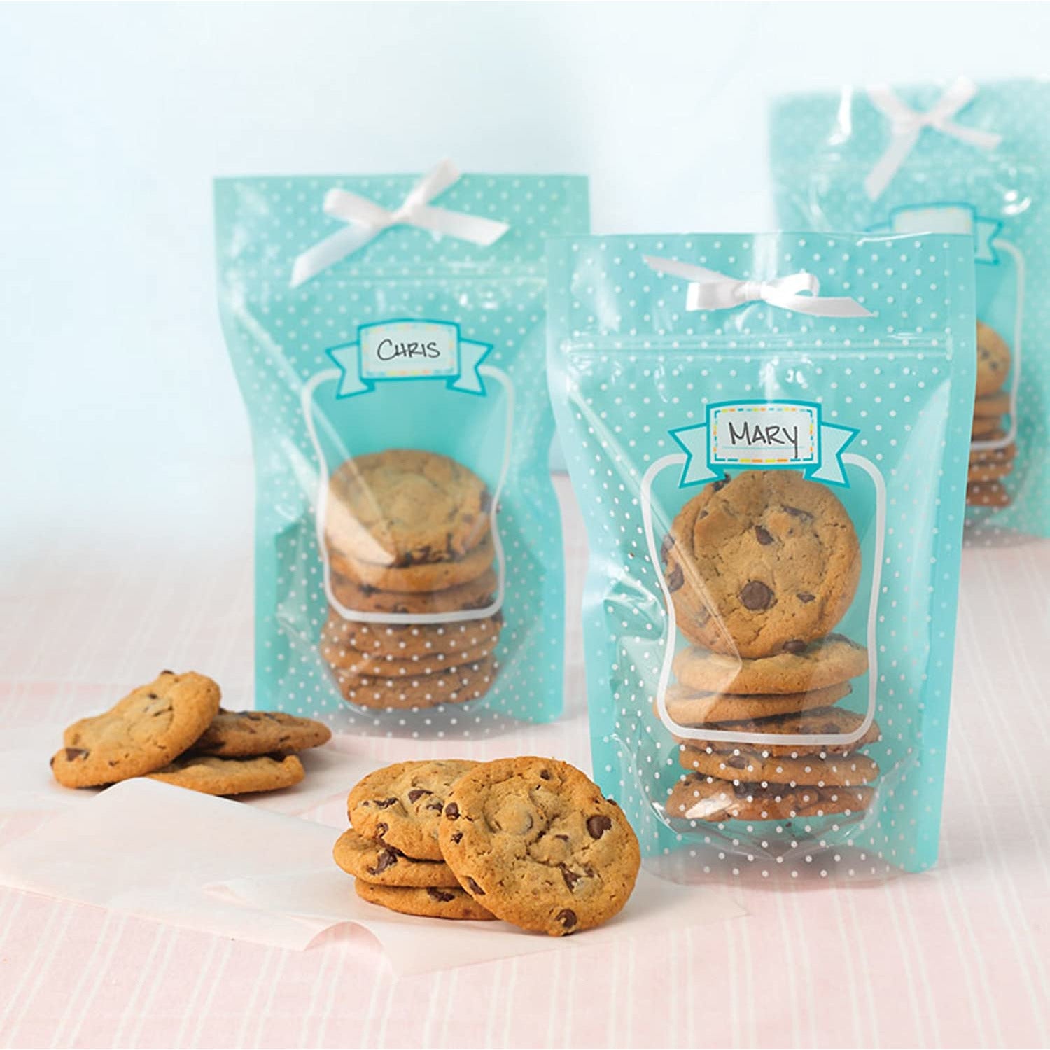 Turquoise Treat Bag with Ribbon 6-Pack