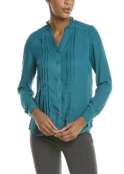 Blouse Woven Top Pintuck Deep Lake - Nanette Lepore
