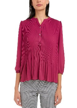 Blouse Woven Top Raspberry Radiance - Nanette Lepore