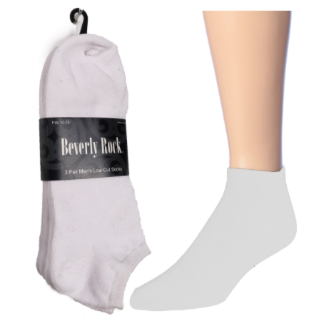 Men's White Low Cut Socks 3-Pair