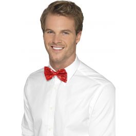 Sequin bow tie red