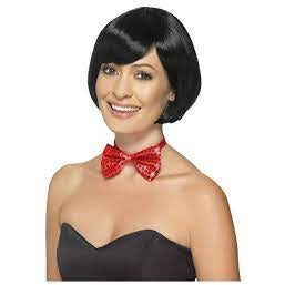 Sequin bow tie red