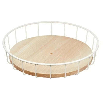 Wire & Paulownia Wood 11" Spinner Coconut/Natural